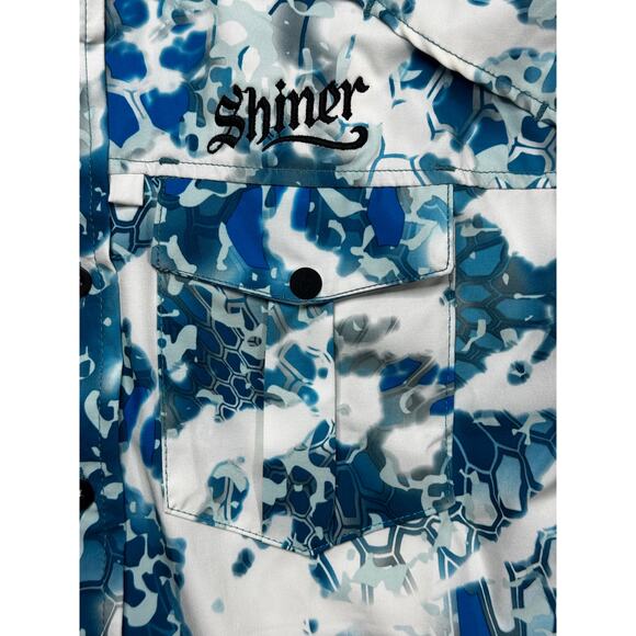 Kryptek Men's Long Sleeve Blue Vented "Shiner" Button Up Fishing Shirt - Size M - Picture 2 of 6